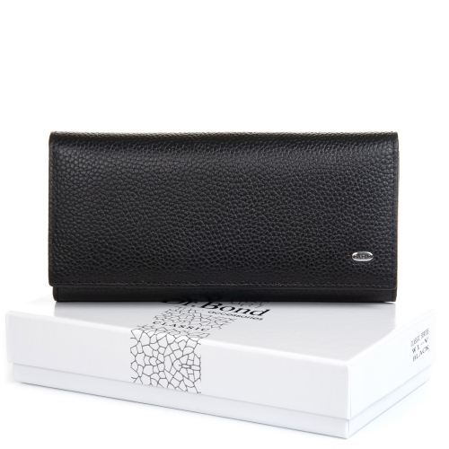 Шкіряний жіночий гаманець чорний DR. BOND W1-V black