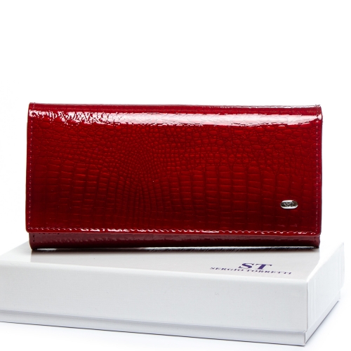 Жіночий червоний гаманець з лакової шкіри SERGIO TORRETTI W1 - V red
