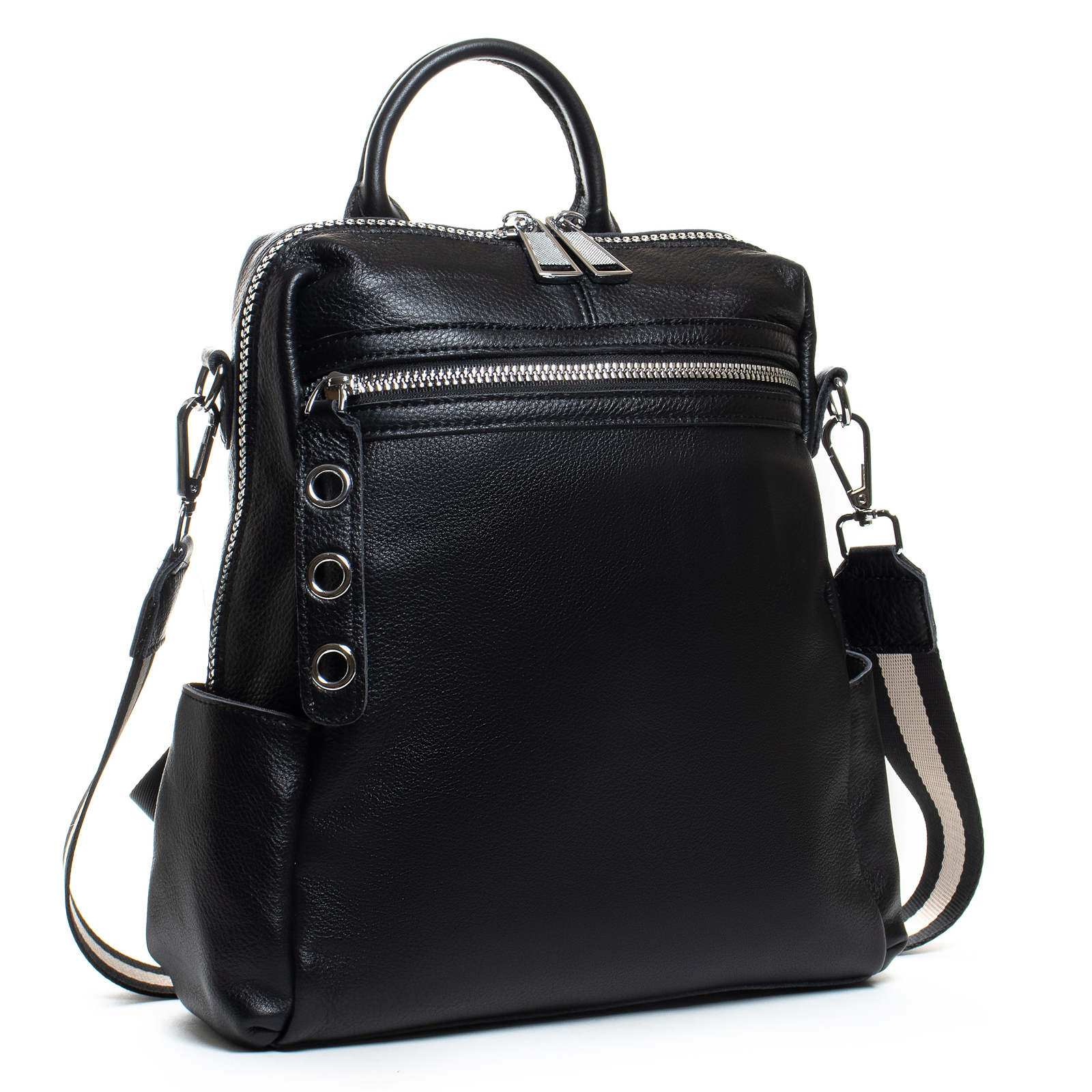Черная женская сумка-рюкзак из мягкой кожи ALEX RAI 8781-9 black