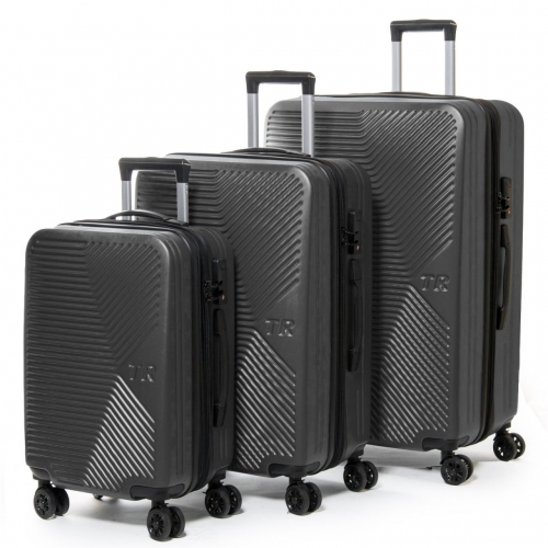 Дорожный чемодан комплект 3 в 1 темно-серый пластик 804 dark-grey