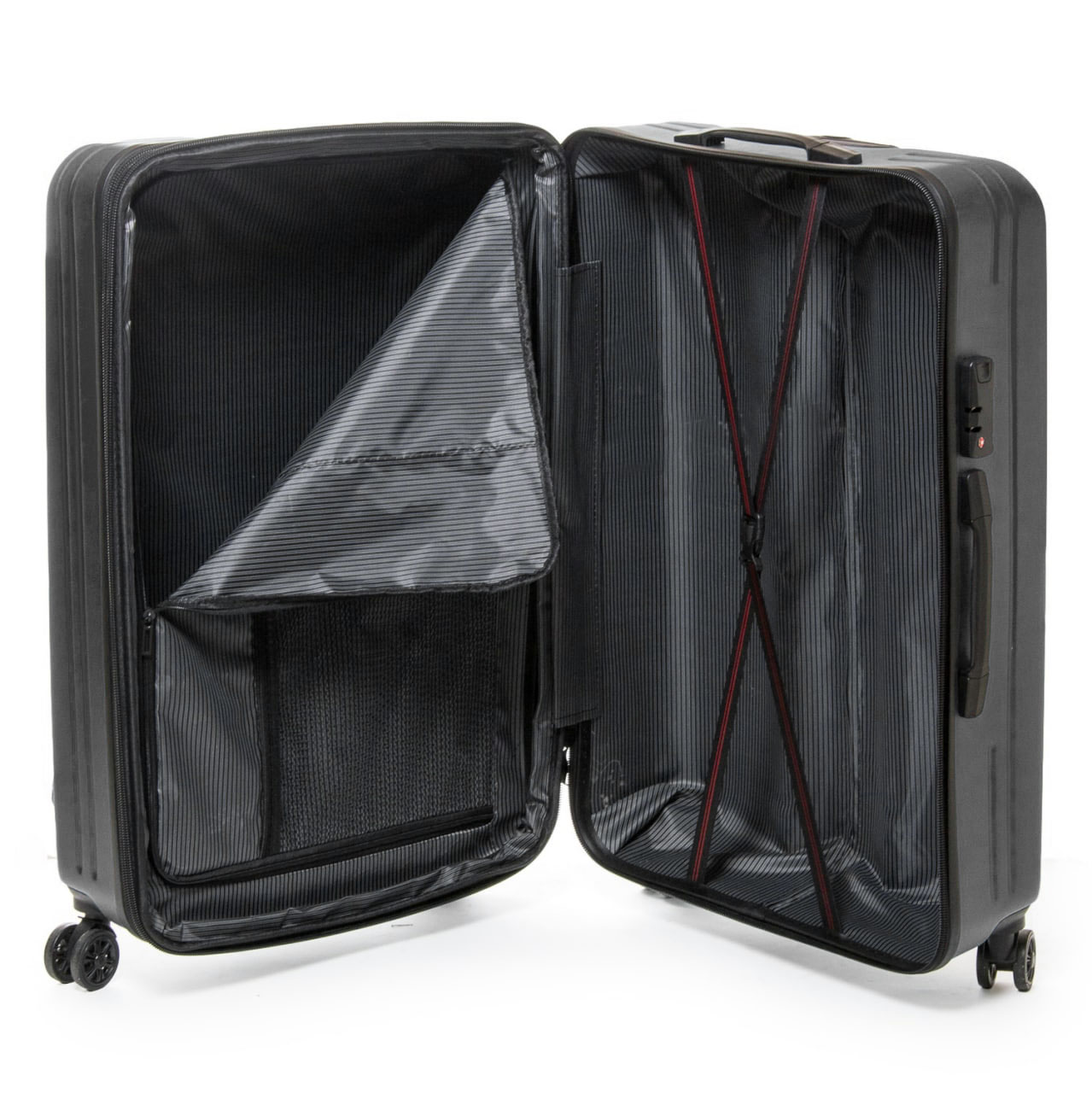 Дорожный чемодан комплект 3 в 1 темно-серый пластик 804 dark-grey