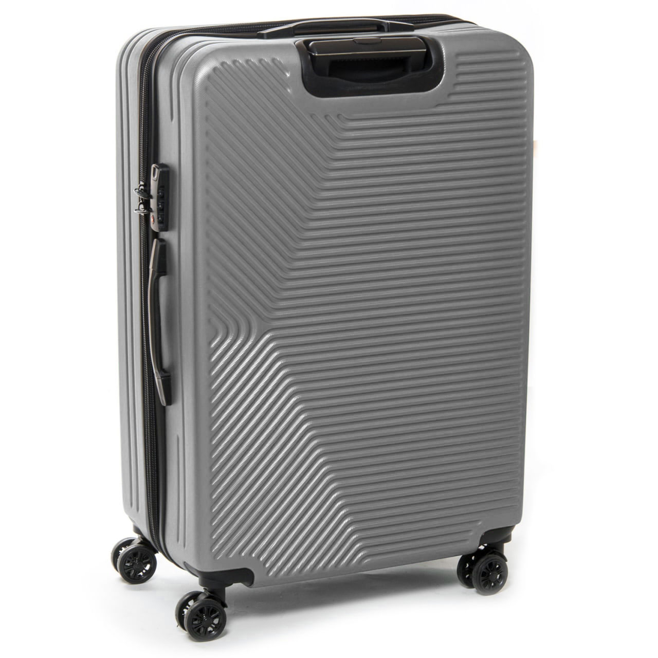 Большой пластиковый серый дорожный чемодан 3 в 1 804 silver