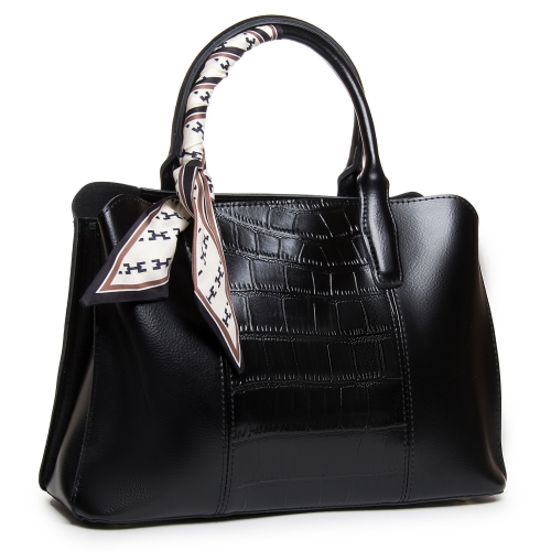 Черная женская сумка из натуральной плотной кожи ALEX RAI 46-9382 black
