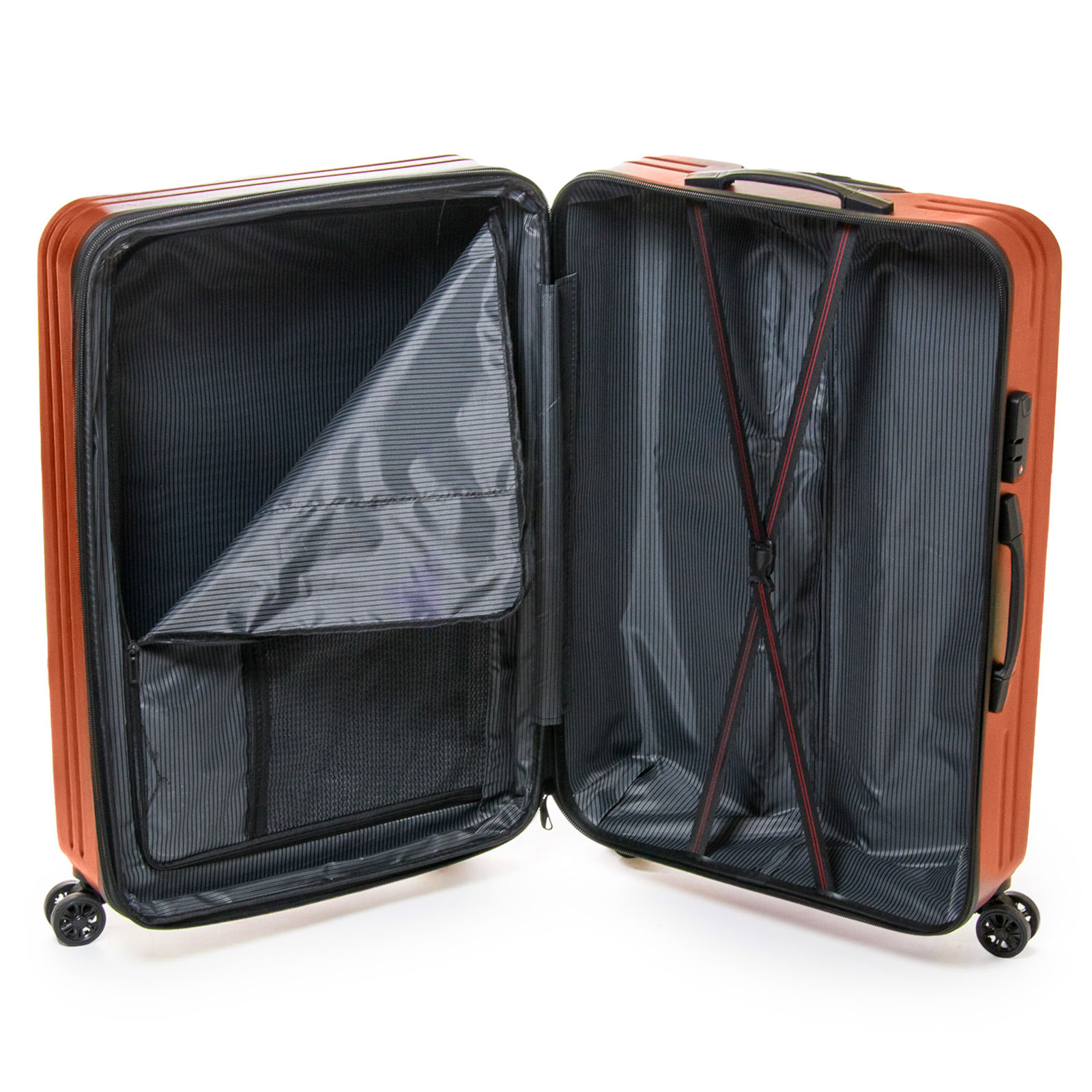 Дорожный оранжевый пластиковый чемодан комплект 3 в 1 804 orange
