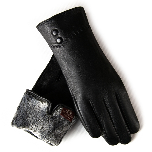 Перчатка Женская кожа F2-5327 black махра