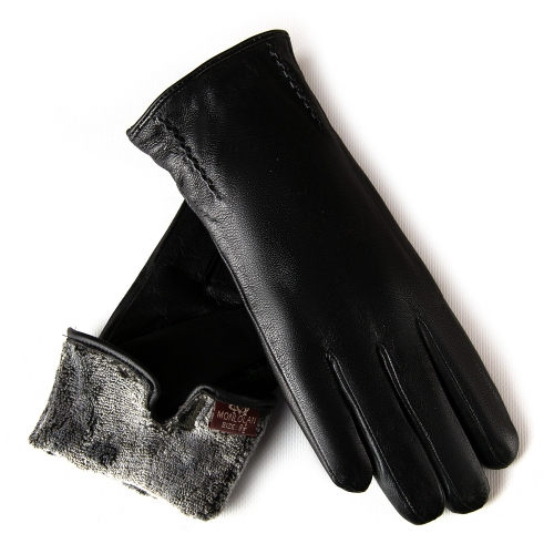 Перчатка Женская кожа F2-5090 black махра