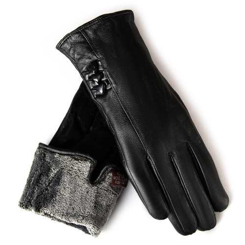 Перчатка Женская кожа F2-5299 black махра