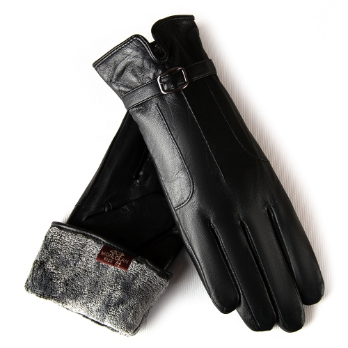 Перчатка Женская кожа F2-5912 black махра
