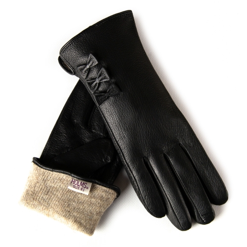 Перчатка Женская кожа-олень Holms F3-25-248 black шерсть