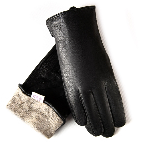 Перчатка Мужская кожа-олень Holms M1-25-002 black шерсть