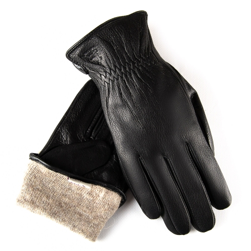 Перчатка Мужская кожа-олень Holms M1-25-003 black шерсть