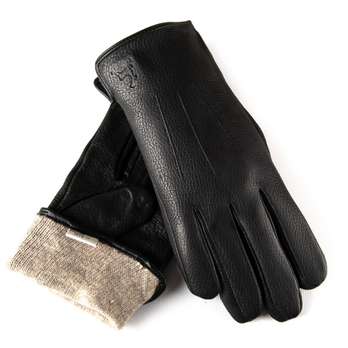 Перчатка Мужская кожа-олень Holms M1-25-021 black шерсть