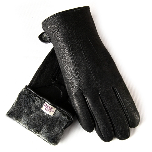 Перчатка Мужская кожа-олень Holms M2-25-021 black махра