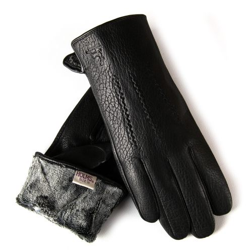 Перчатка Мужская кожа-олень Holms M2-25-072 black махра