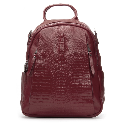 Сумка Женская Рюкзак кожа ALEX RAI 8907-9 bordo croco
