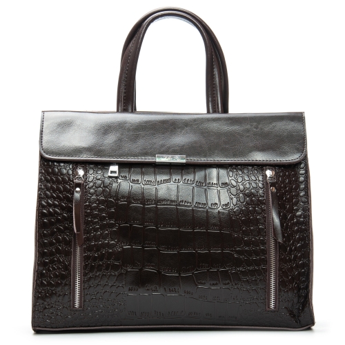 Сумка Женская Классическая кожа ALEX RAI 5052 brown croco