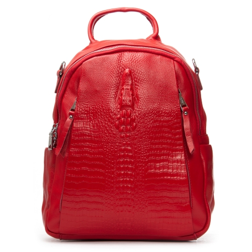 Сумка Шкіряна Жіноча Рюкзак ALEX RAI 8907-9 red croco