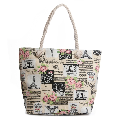 Сумка Женская Пляжная текстиль PODIUM 5015-10 white эйфелева
