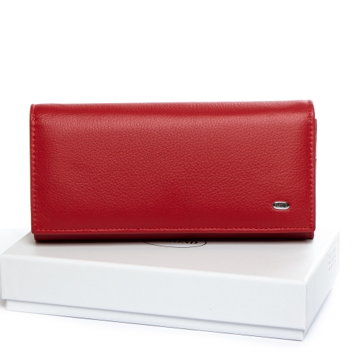 Красный кожаный женский кошелек DR. BOND W501 red