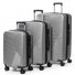Большой пластиковый серый дорожный чемодан 3 в 1 804 silver - фото 1